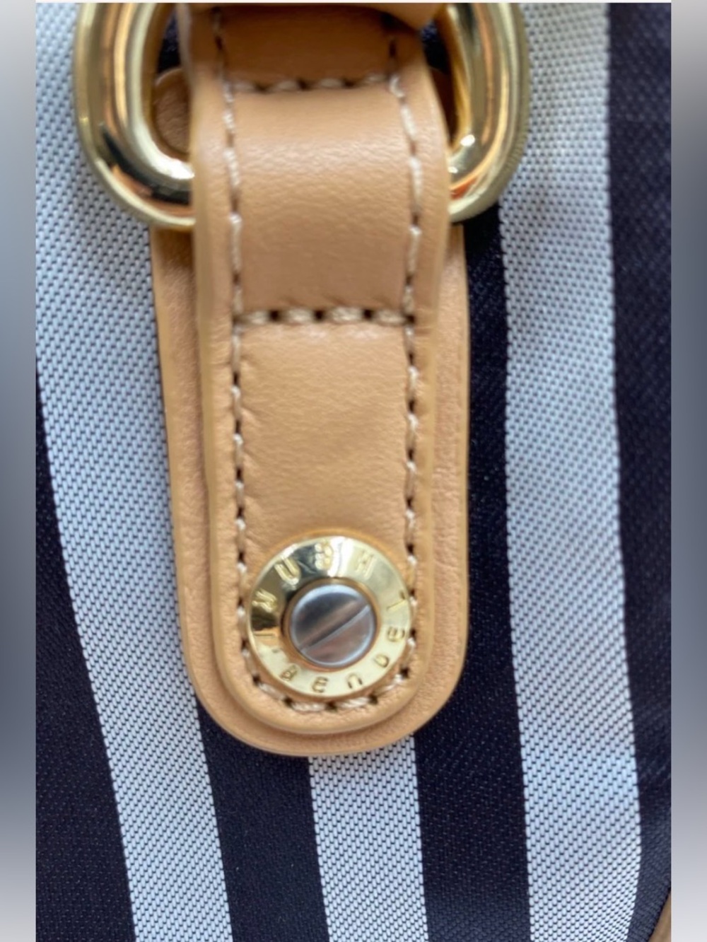 Henri Bendel EUC Mini Stripe Nylon & Leather Crossbody / Satchel  Bag @9”x 7” - Picture 5 of 16